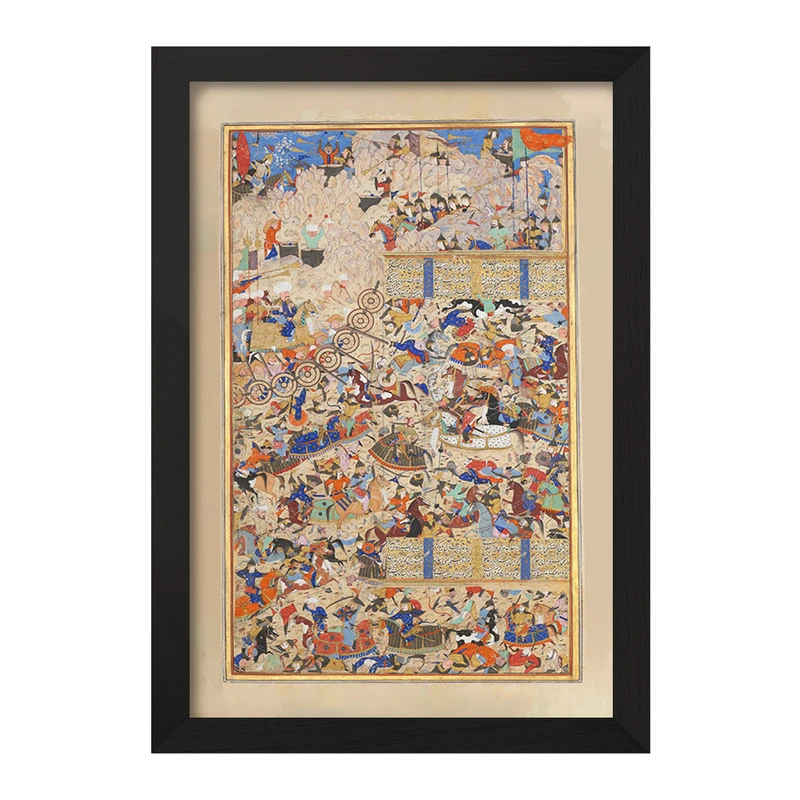 تابلو خندالو مدل نقاشی برگی از شاهنامه ایرانیان و تورانیان کد F12211