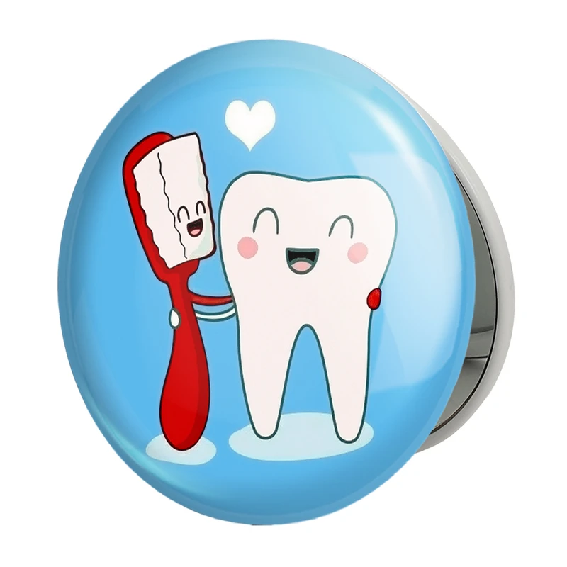 آینه جیبی خندالو طرح دندان و دندانپزشکی کودکانه مدل تاشو کد 27790 