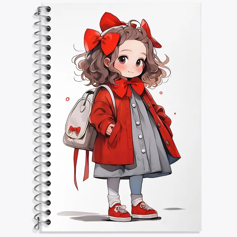 دفتر زبان 50 برگ خندالو مدل دو خط طرح دخترانه کیوت کد N3859