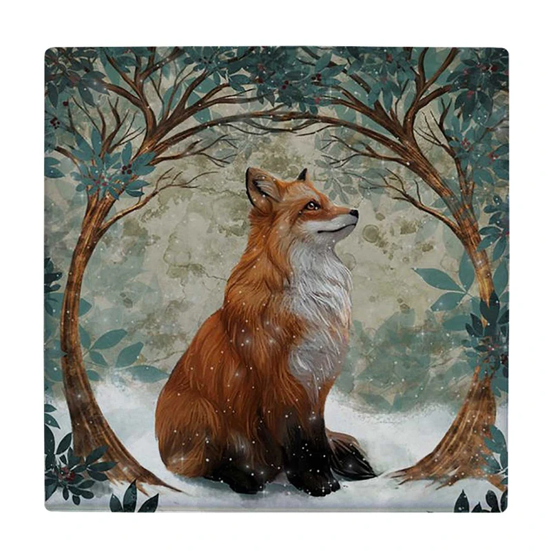 زیر لیوانی  طرح نقاشی روباه و برف کد    5795792_4238