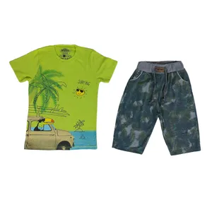 ست تی شرت و شلوارک پسرانه مدل هاوایی کد 1282