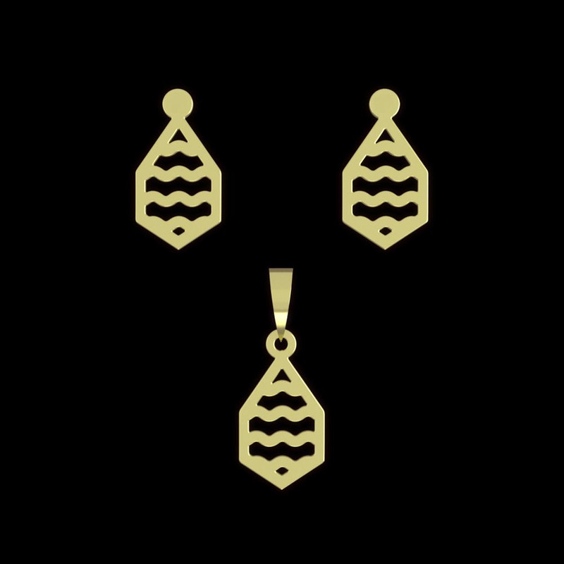 نیم ست طلا 18 عیار زنانه مدوپد مدل ش ضلعی کد NA11335