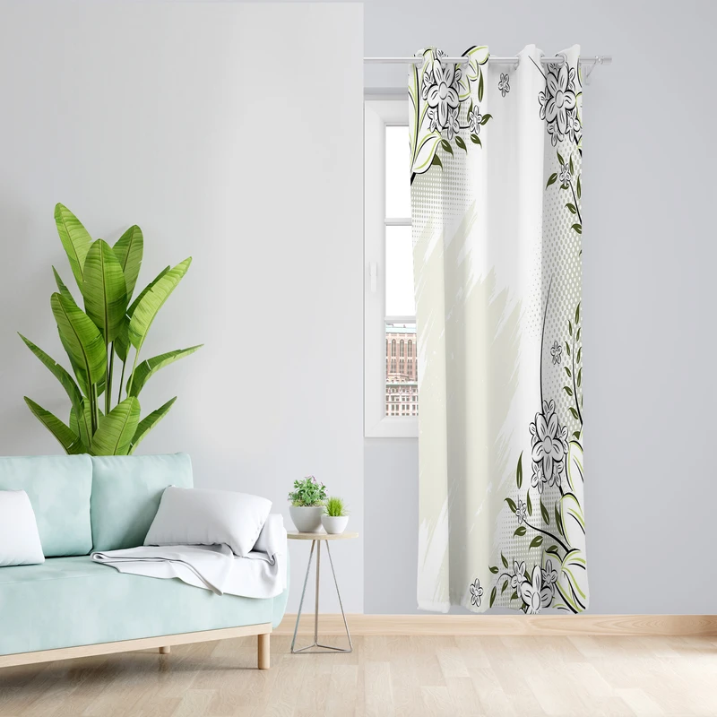 پرده طرح گل مدل مخمل پانچی کد 2174 z سایز 140x200 سانتی متر