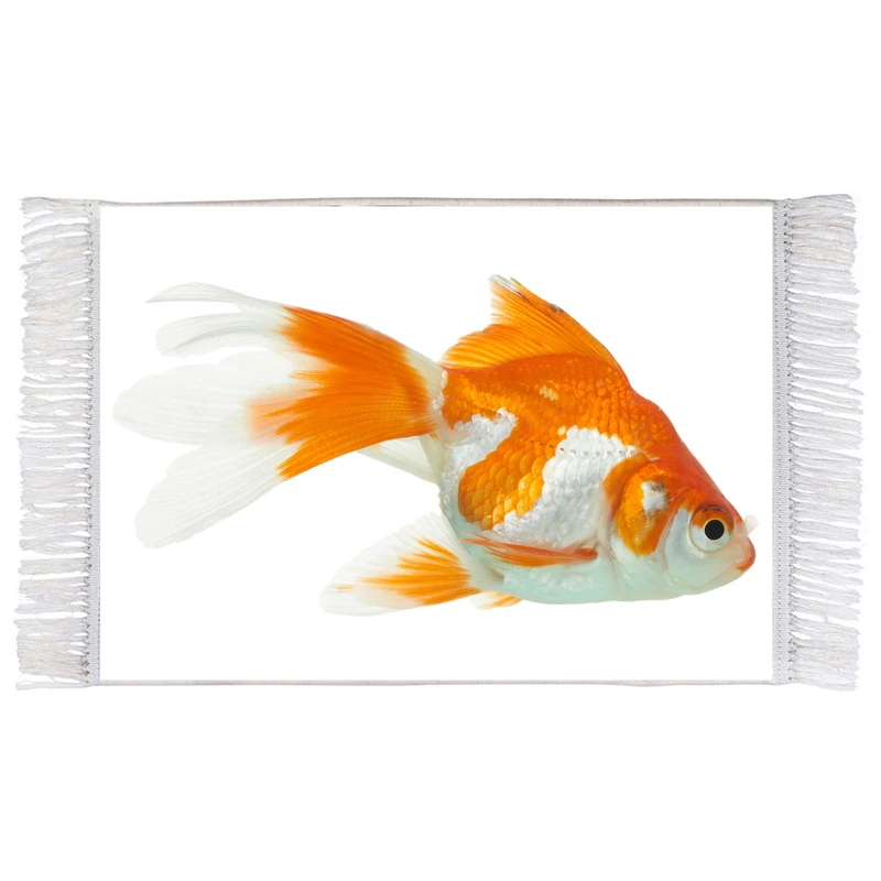 فرش ماشینی دیوارکوب اطلس آبی طرح ماهی مدل T2229