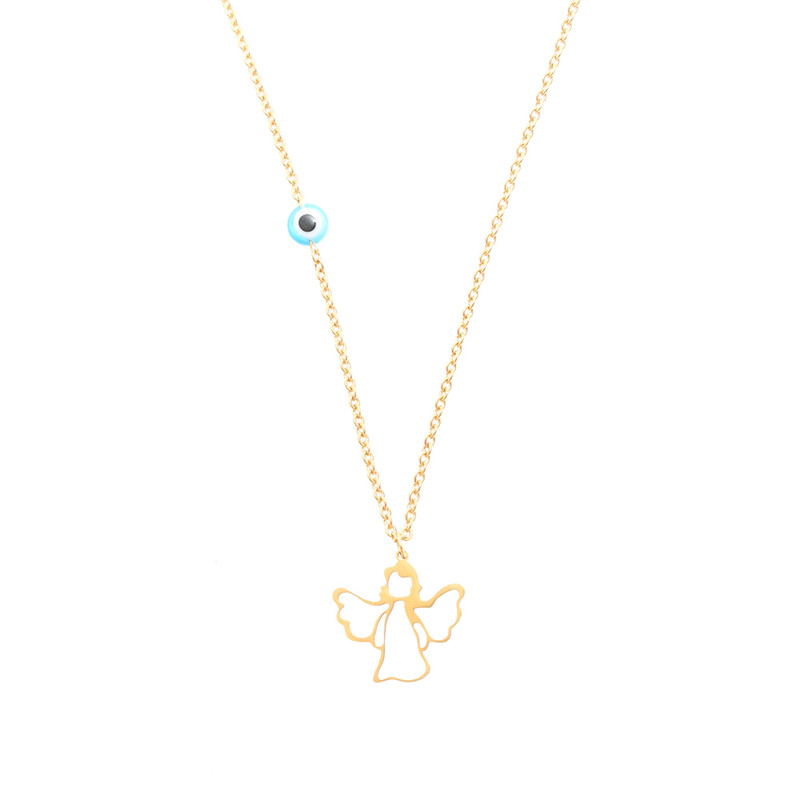 گردنبند دخترانه دلنار گالری مدل فرشته و چشم نظر DLNR گردنبند دخترانه دلنار گالری مدل فرشته و چشم نظر DLNR