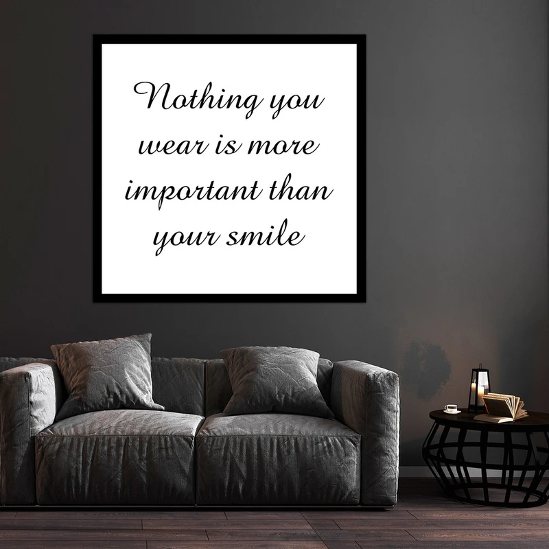 تابلو بکلیت طرح جمله انگیزشی و لبخند مدل قاب شاسی B-S9384