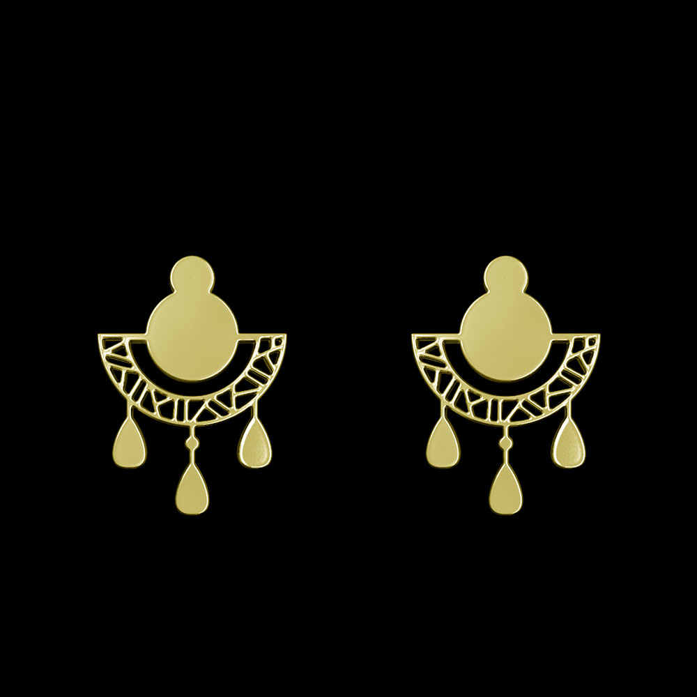 گوشواره طلا 18 عیار زنانه مدوپد مدل هندسی کد GA1-15034