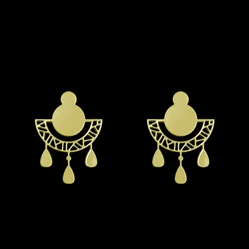 گوشواره طلا 18 عیار زنانه مدوپد مدل هندسی کد GA1-15034