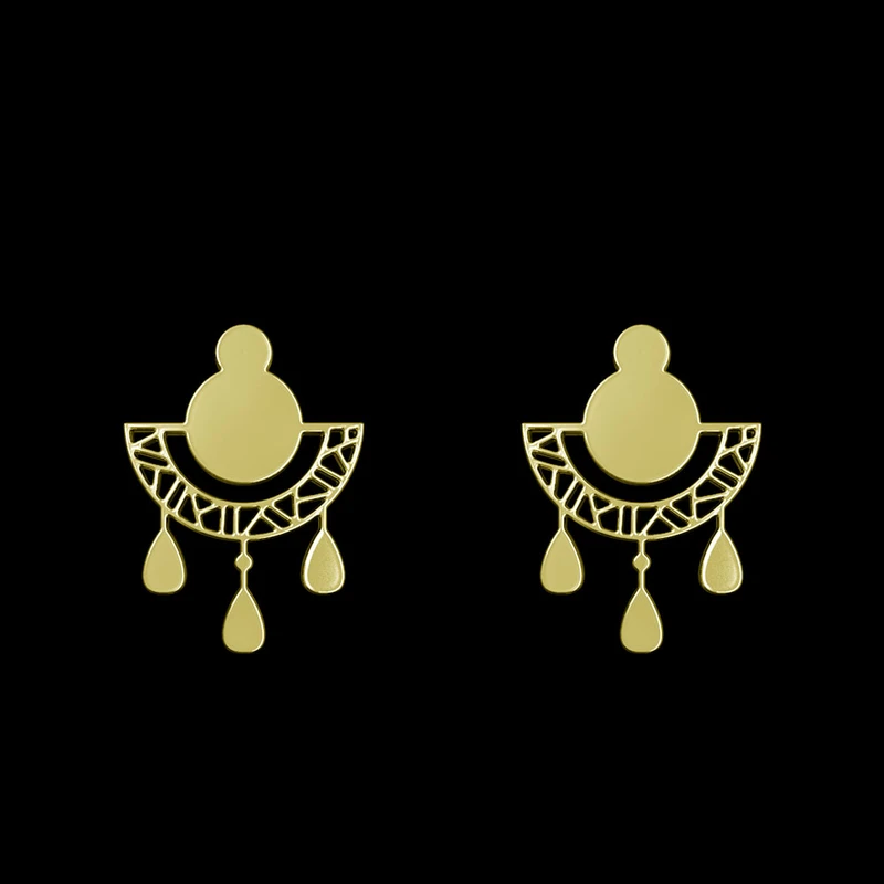 گوشواره طلا 18 عیار زنانه مدوپد مدل هندسی کد GA1-15034