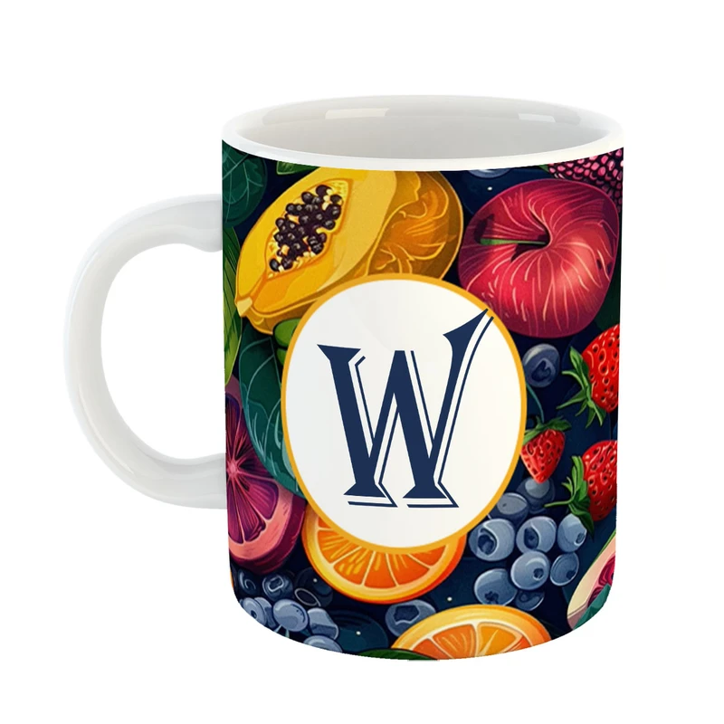 ماگ پادآفرین مدل فانتزی طرح حرف W کد 39