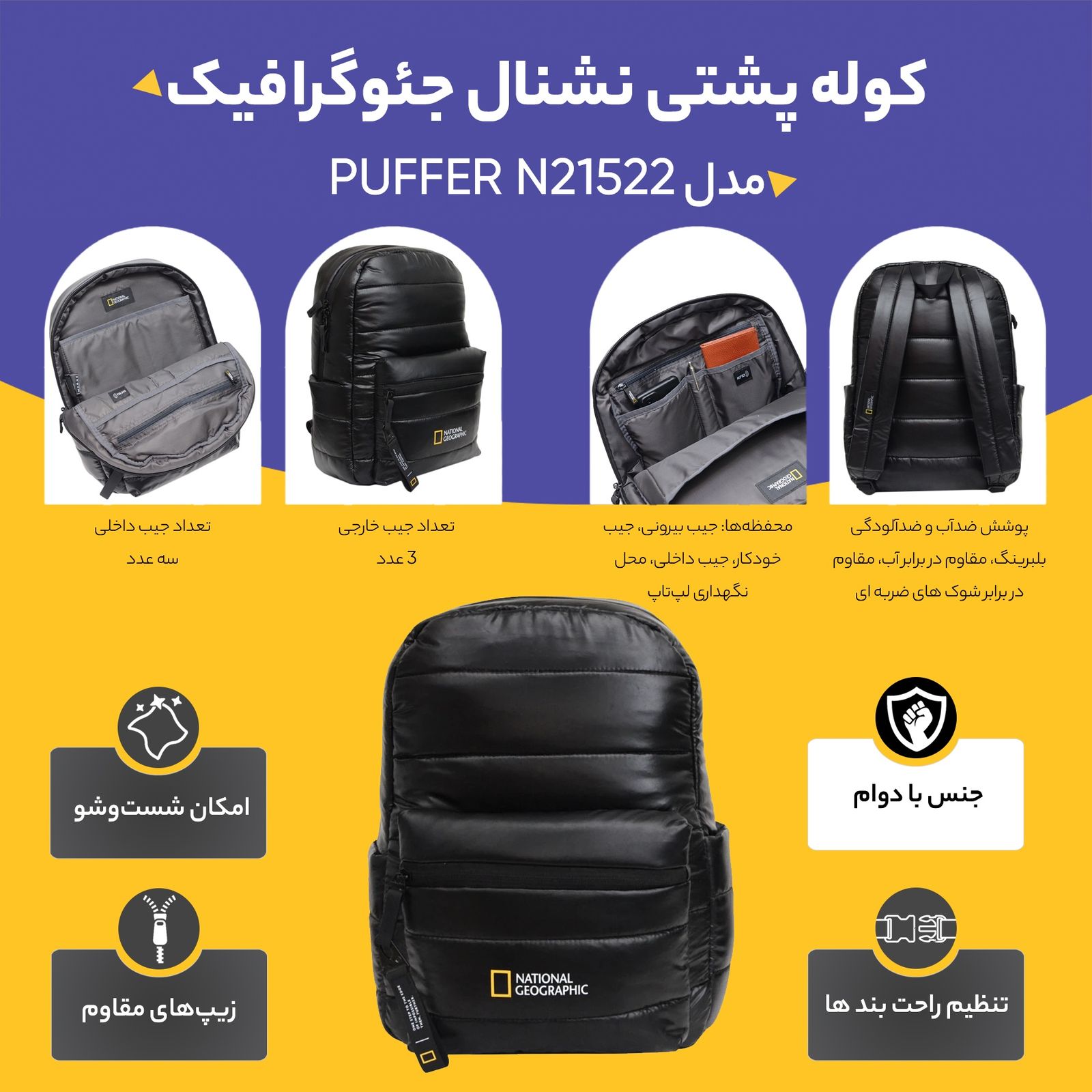کوله پشتی نشنال جئوگرافیک مدل PUFFER N21522 -  - 13