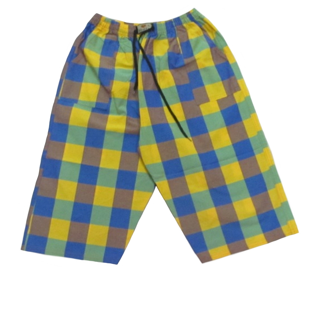 شلوارک مردانه مدل چهار خانه  رنگ زرد