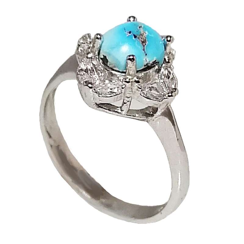 انگشتر نقره زنانه مدل فیروزه نیشابور FW3021