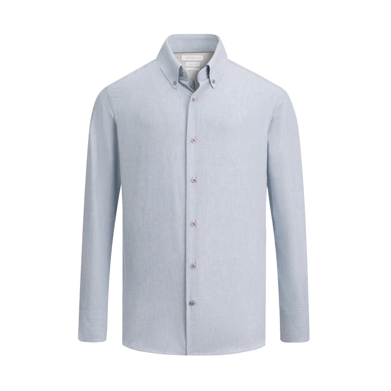 پیراهن آستین بلند یقه برگردان مردانه کروم مدل یقه دکمه دار 2520106 