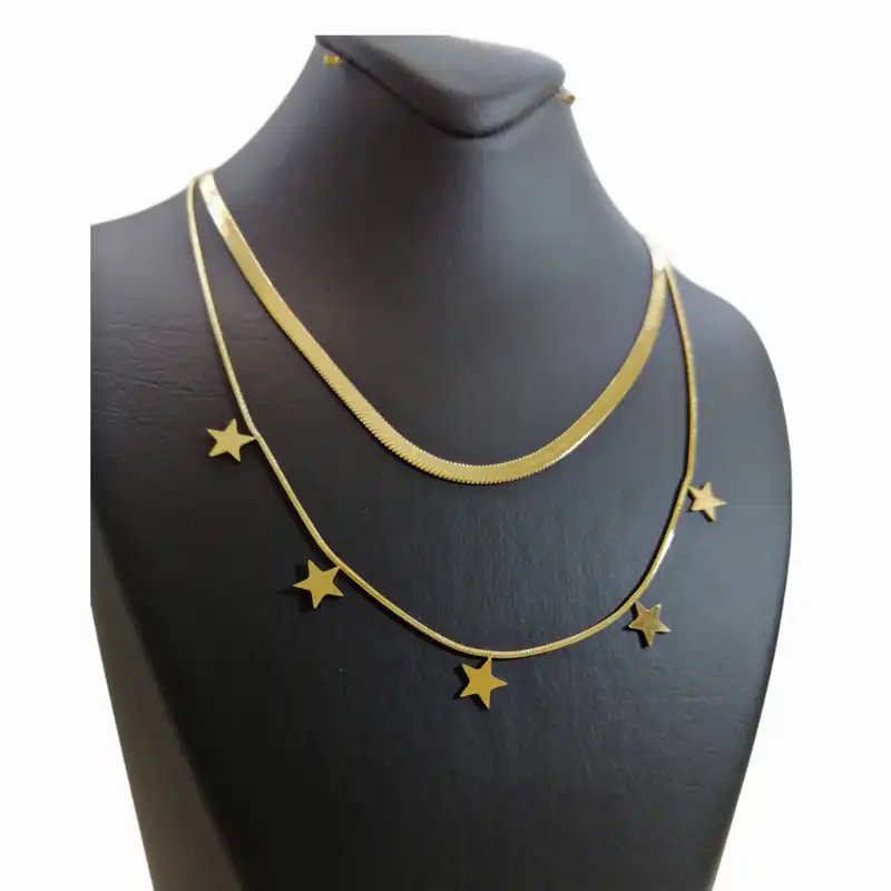 گردنبند زنانه مدل دولاین ماری و ستاره ST 220