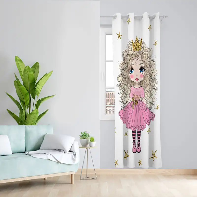 پرده مدل اتاق کودک دخترانه مخمل پانچی کد 1003 سایز 140x200 سانتی متر