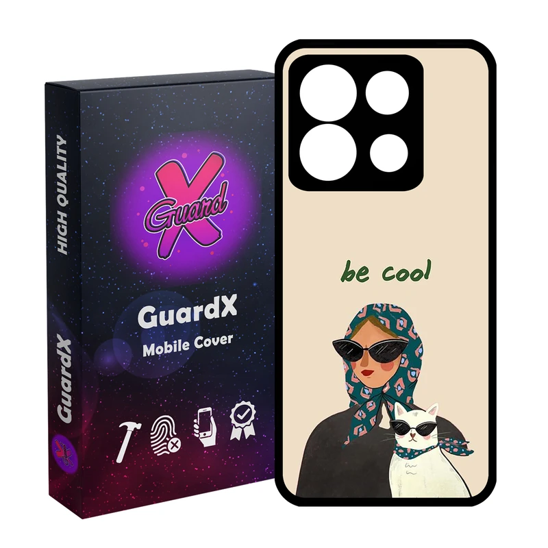 کاور گارد ایکس طرح دختر و گربه مدل Glass10726 مناسب برای گوشی موبایل شیائومی Poco X6 5G / Note 13 Pro 5G