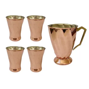 ست پارچ و لیوان مسی مدل پیچی کد ZH304.2 مجموعه پنج عددی