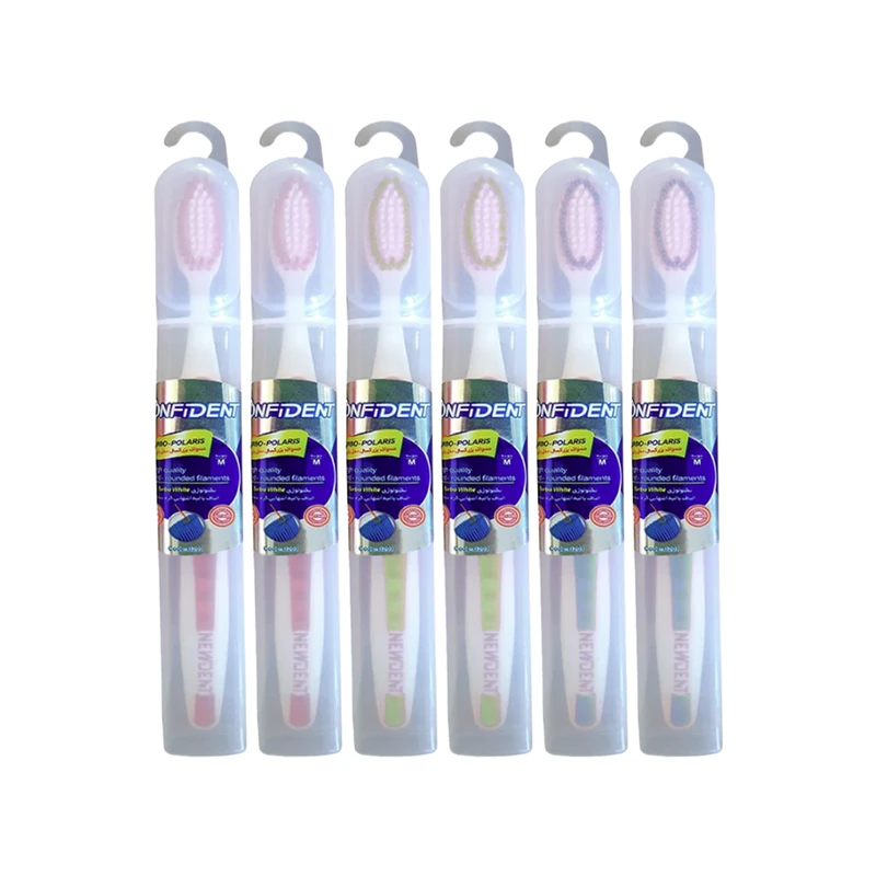 مسواک کانفیدنت مدل Turbo-POLARIS Travel با برس متوسط بسته 6 عددی