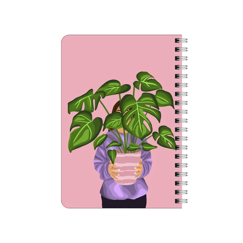 دفترچه یادداشت بامبیلیپ مدل چوبی طرح دختر و گلدان برگ انجیری کد 6141763