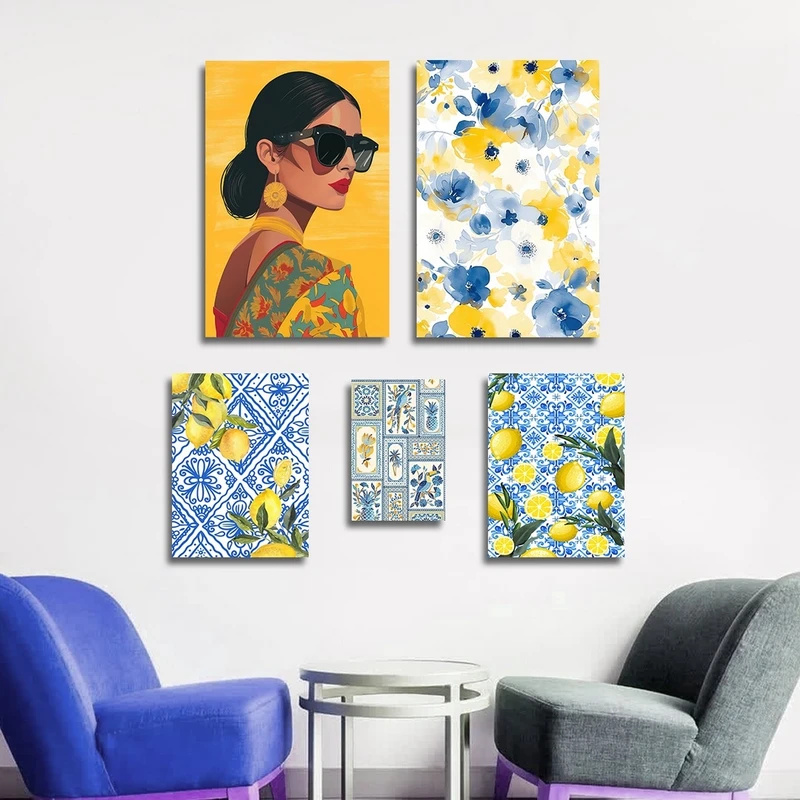 تابلو شاسی بکلیت طرح نقاشی چهره و سنتی مدل SH-2802 مجموعه 5 عددی