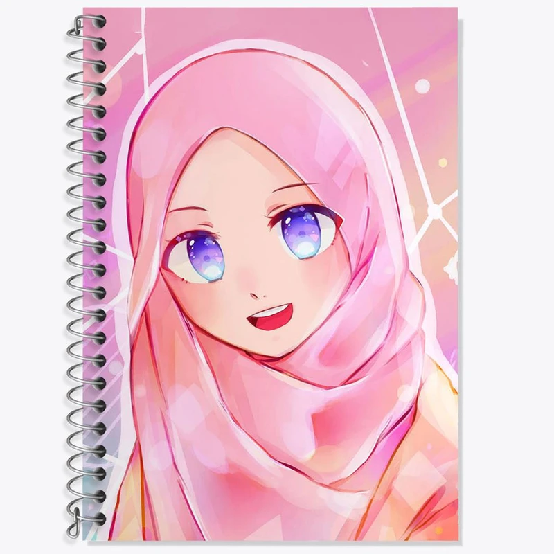 دفتر زبان 50 برگ خندالو مدل دو خط طرح دخترانه باحجاب کد 26003