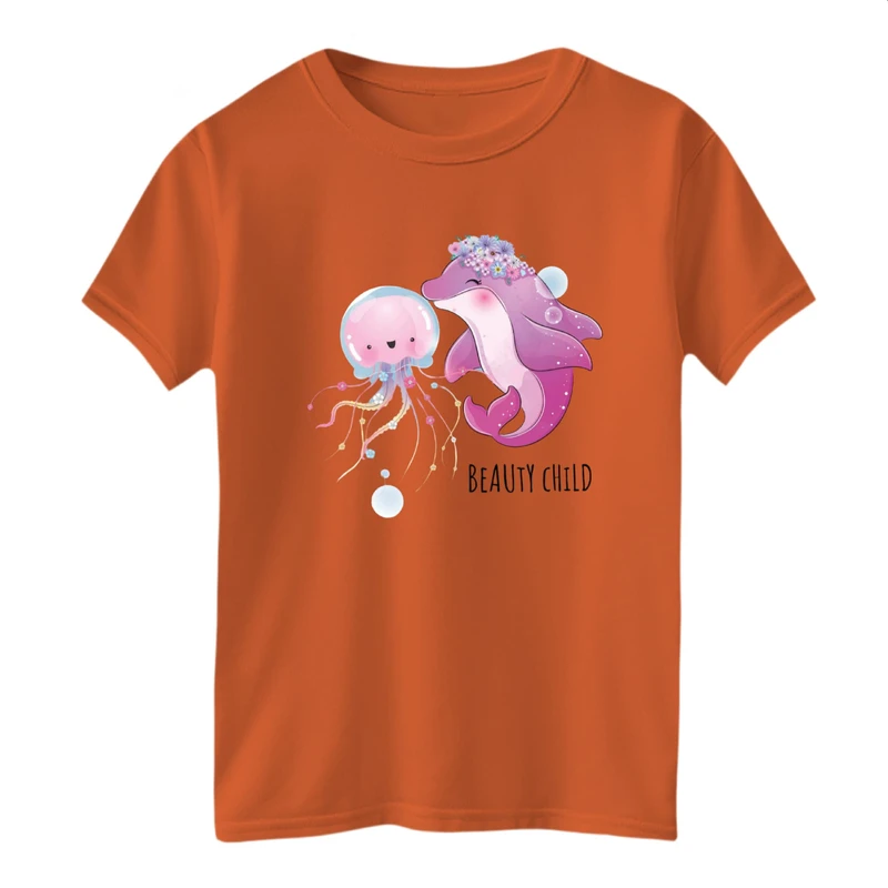 تی شرت آستین کوتاه بچگانه مدل دلفین و اختاپوس