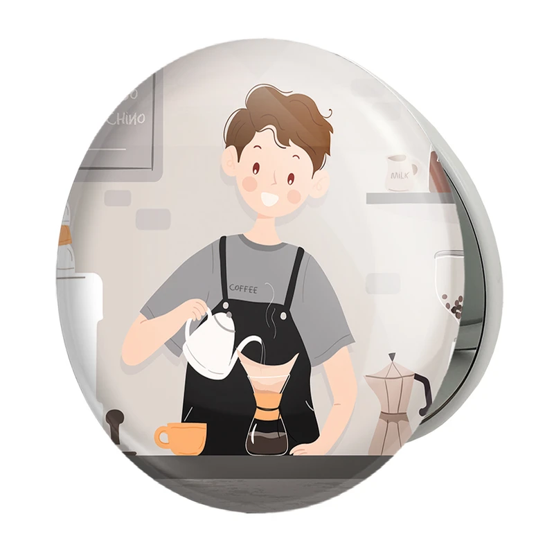 آینه جیبی خندالو طرح باریستا کافه چی مدل تاشو کد 28135 