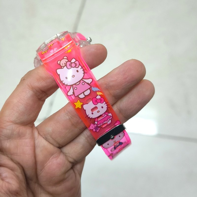 ساعت مچی عقربه ای بچگانه مدل چراغدار بند سیلیکونی طرح کیتی کد 1