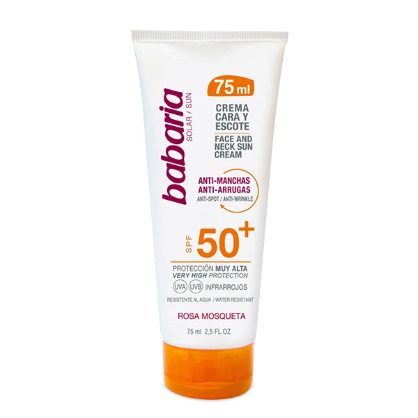 کرم ضد آفتاب بدون رنگ باباریا SPF 50 مدل ‌ROSA MOSQUETA مناسب برای انواع پوست حجم 75 میلی‌لیتر