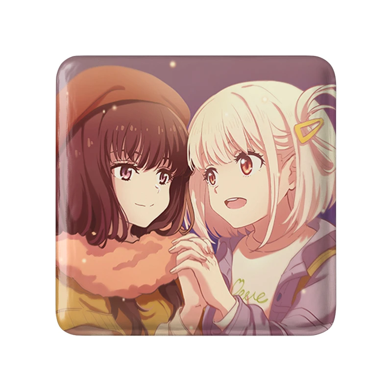 مگنت خندالو طرح چیساتو و تاکینا انیمه لیکوریس ریکویل Lycoris Recoil  مدل مربعی کد 23000