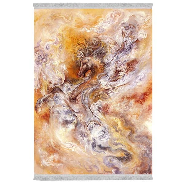 فرش پارچه‌ای دفه مدل فرشینه شانل مخمل طرح فانتزی کد 7010