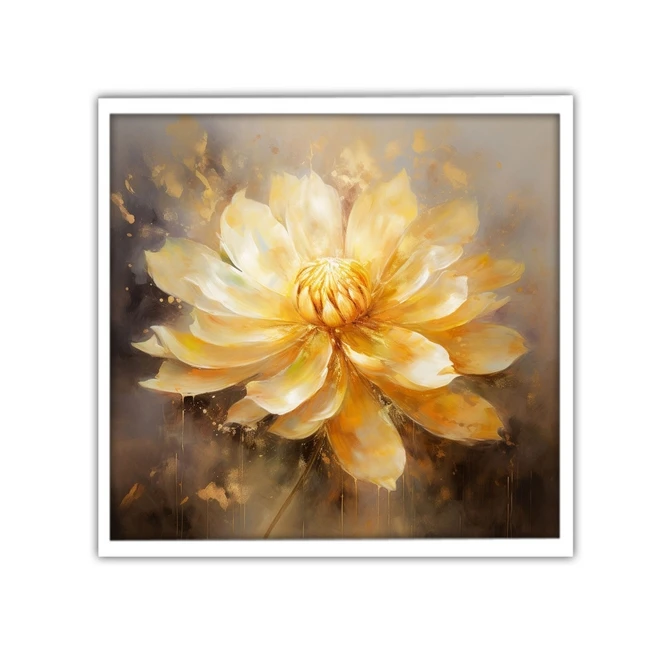 تابلو نوری بکلیت طرح گرافیکی گل طلایی مدل W-MID-19428