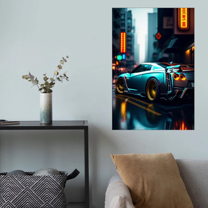 پوستر گوفی مدل ماشین اسپورت نیسان جی تی آر طرح Nissan GTR Race Sport Car کد CYN58