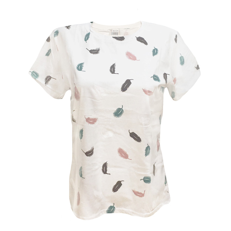 تی شرت آستین کوتاه زنانه مییوس مدل پر رنگ سفید