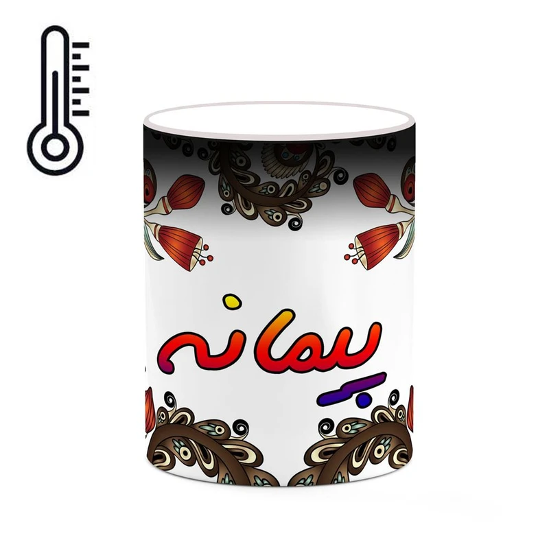 ماگ حرارتی کاکتی مدل اسم پیمانه طرح سنتی گل و بته کد mgh44497