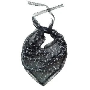 مینی اسکارف زنانه مدل حریر گلدوزی طرح سه گوش