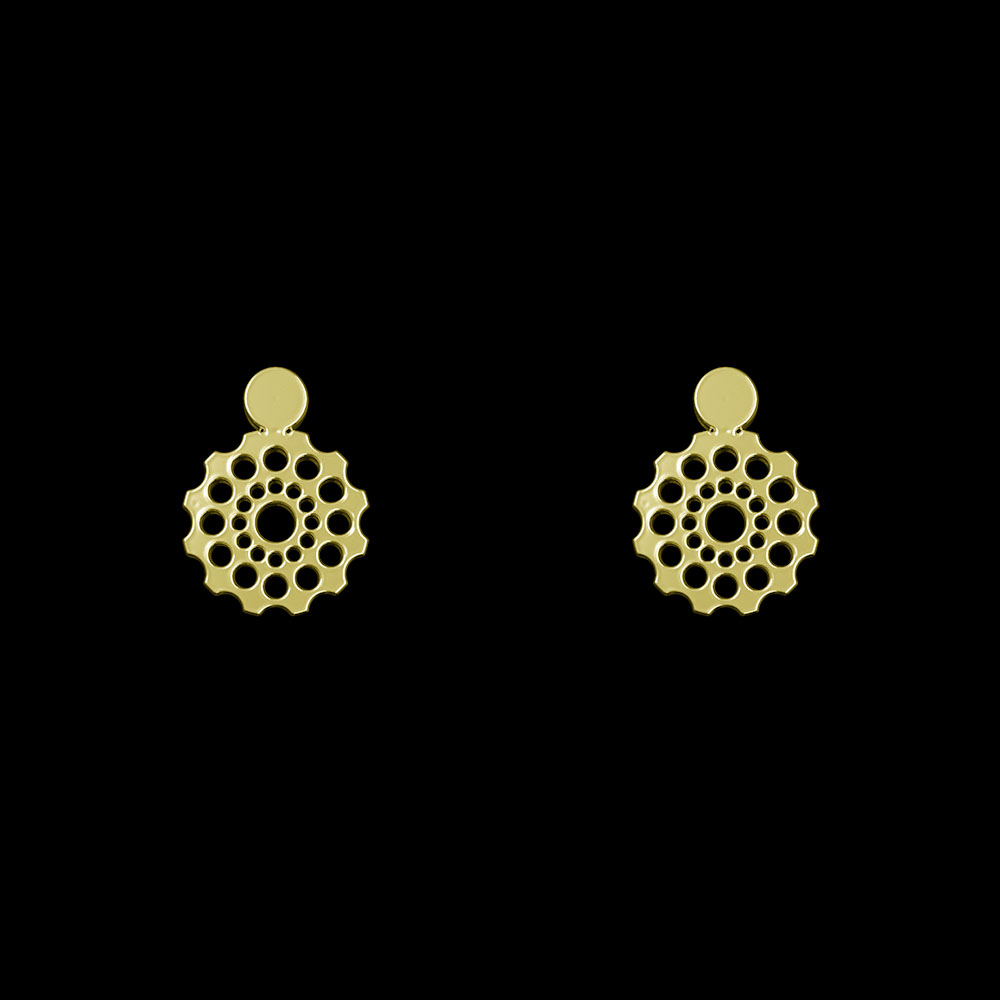 گوشواره طلا 18 عیار زنانه مدوپد مدل هندسی کد GA1-10105