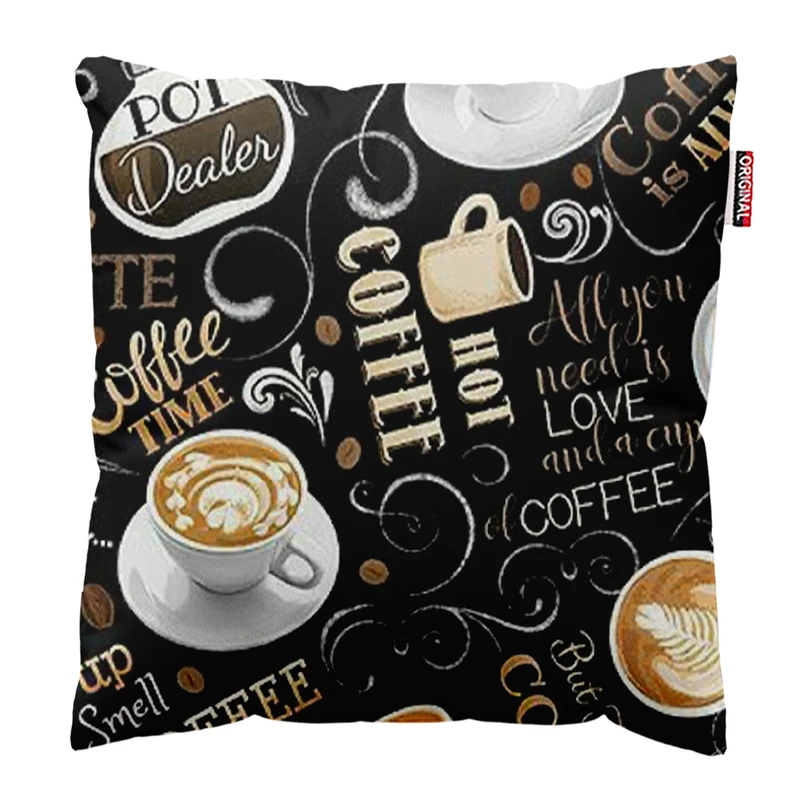 کوسن پاد آفرین طرح قهوه کافی کافه coffee کد 3944 سایز 40*40 سانتی متر