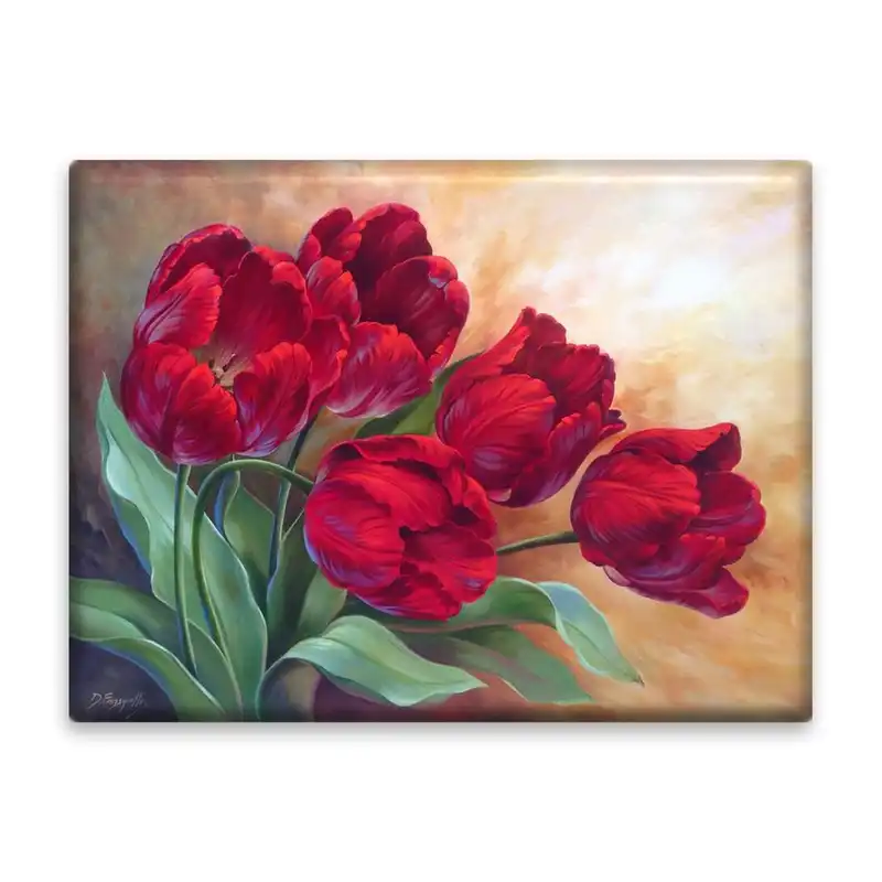 کاشی اطلس آبی طرح نقاشی گل هنوز زندگی است گل لاله مدل T1099