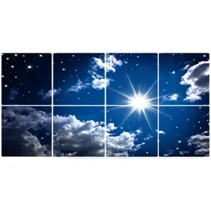 تایل سقفی آسمان مجازی طرح ابر و خورشید کد ST 7208-8 سایز 60x60 سانتی متر مجموعه 8عددی