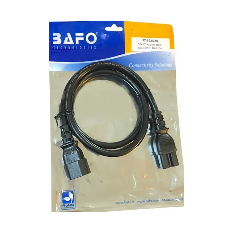 کابل برق بک تو بک بافو مدل 3x1.5mm-C14-C15 به طول 1.5 متر