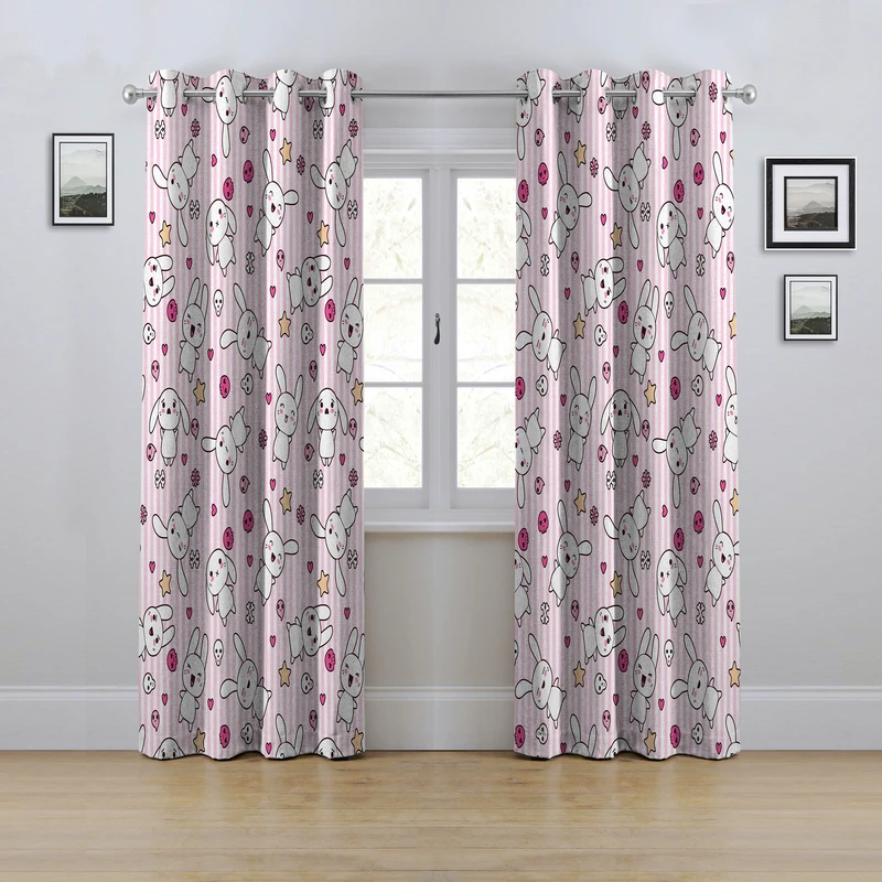 پرده مدل پانچی طرح خرگوش سایز 280x145 سانتی متر
