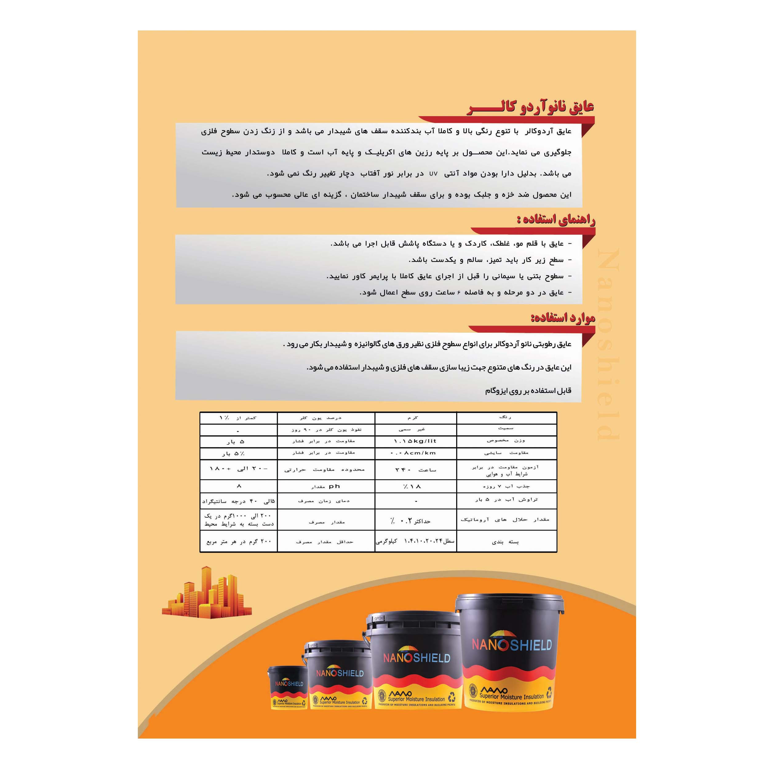 عایق رطوبتی نانوشیلد مدل نانوآردوکالر کد NSNA-20 وزن 20 کیلوگرم