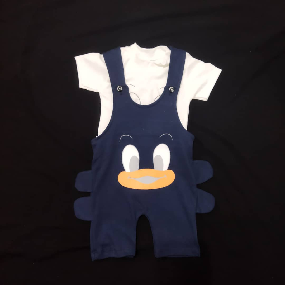 ست تی شرت و سرهمی نوزادی طرح اردک مدل O003