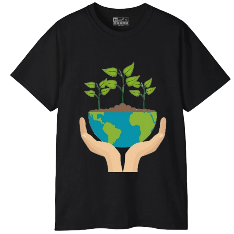 تی‌شرت آستین کوتاه مردانه پاد آفرین مدل گل گلدان طبیعت کد 536