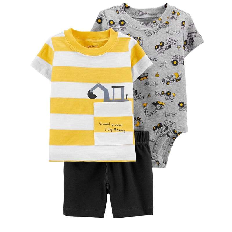 ست 3 تکه لباس نوزادی کارترز مدل تراکتور