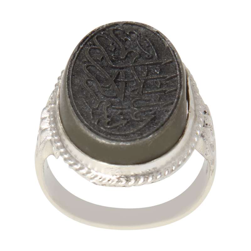 انگشتر نقره مردانه بازرگانی میلادی مدل سنگ حدید کد AM_2292