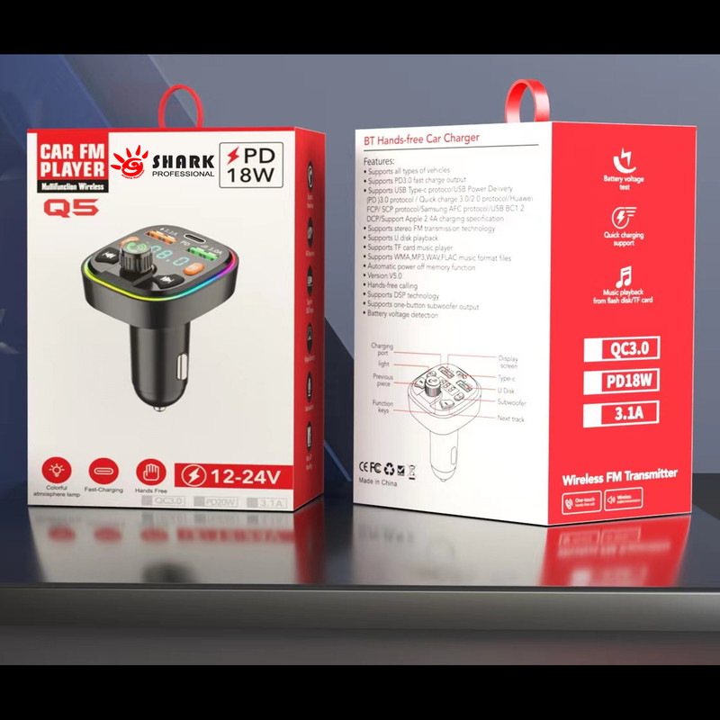 پخش کننده اف ام پلیر خودرو شارک مدل Q5-PD-20W