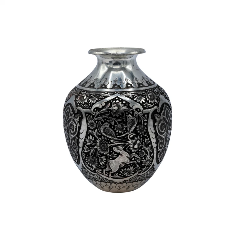 گلدان قلمزنی مسی طرح تشعیر کد 125